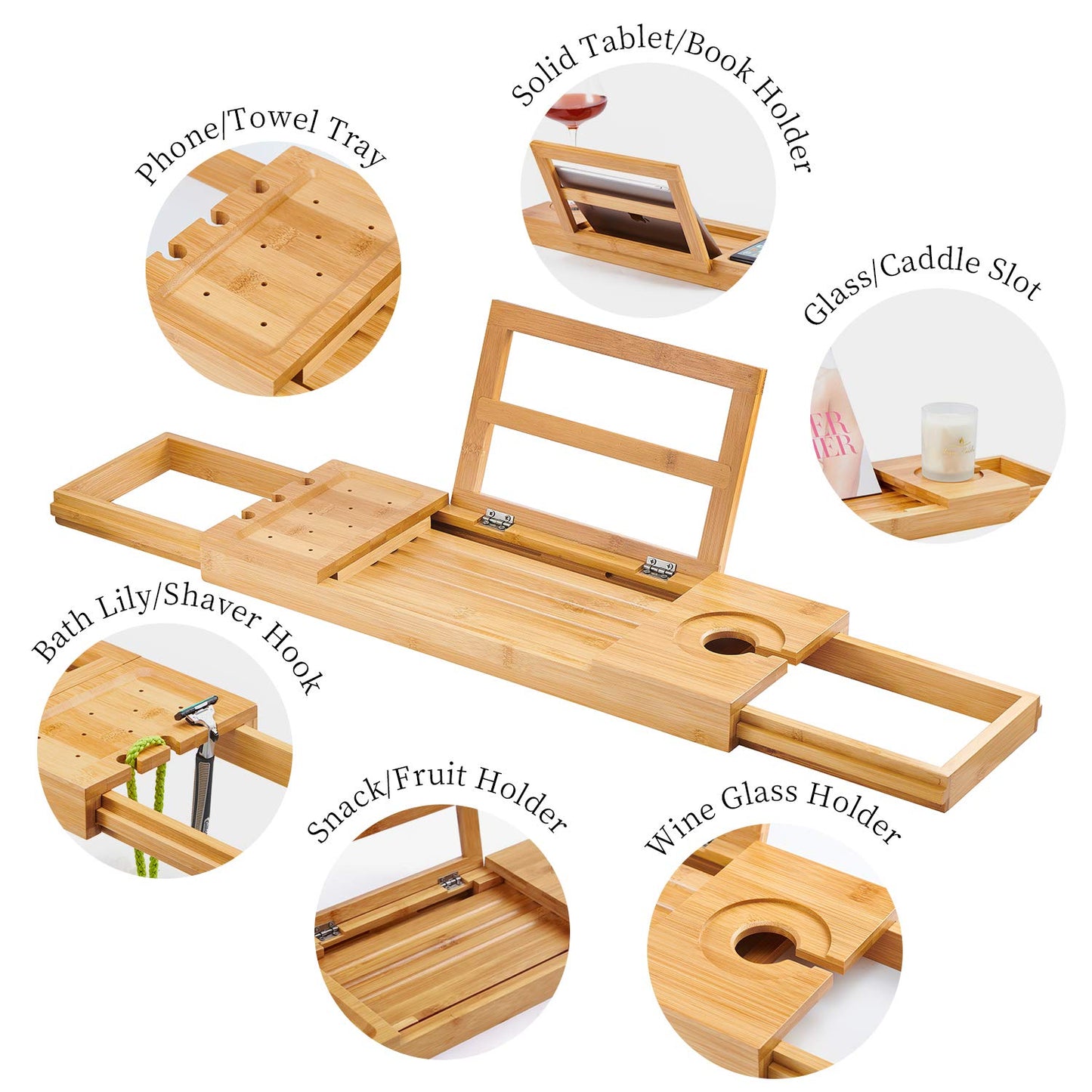 Utoplike Bamboo Bathtub Tray