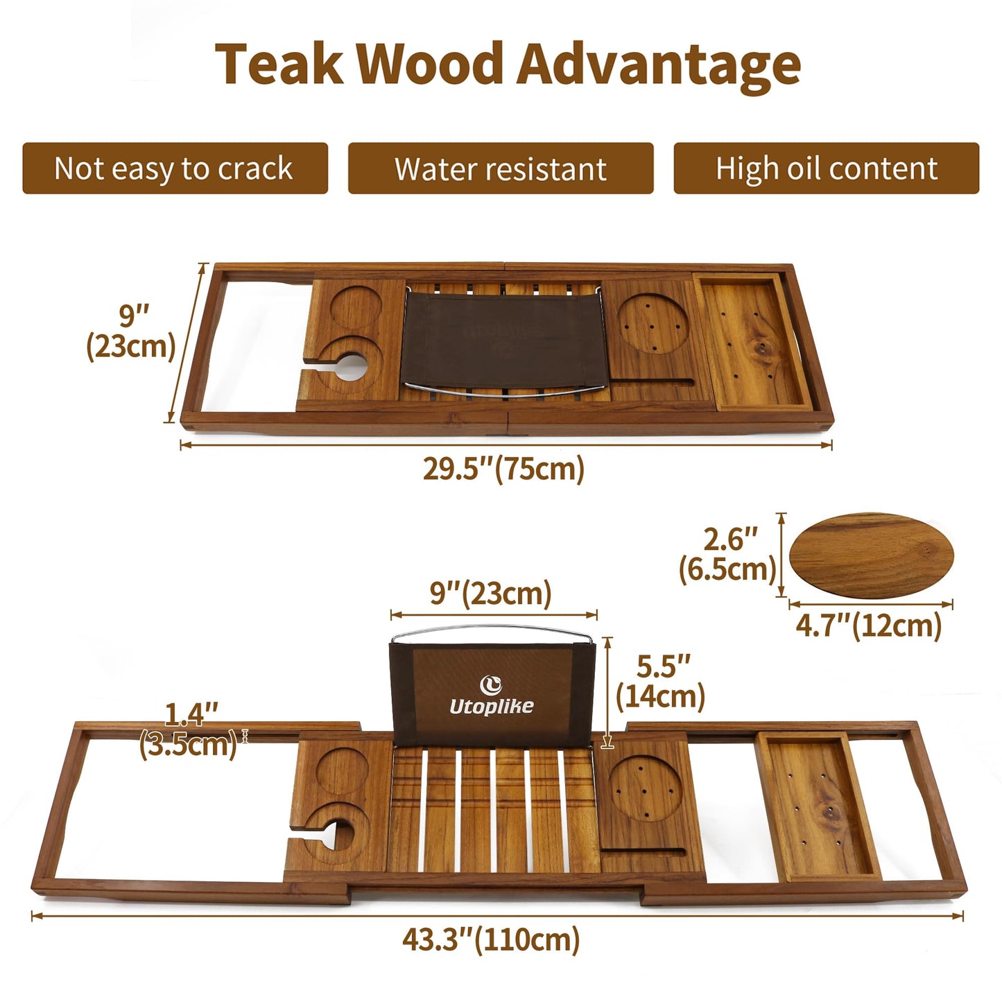 Utoplike Teak Bath Tray