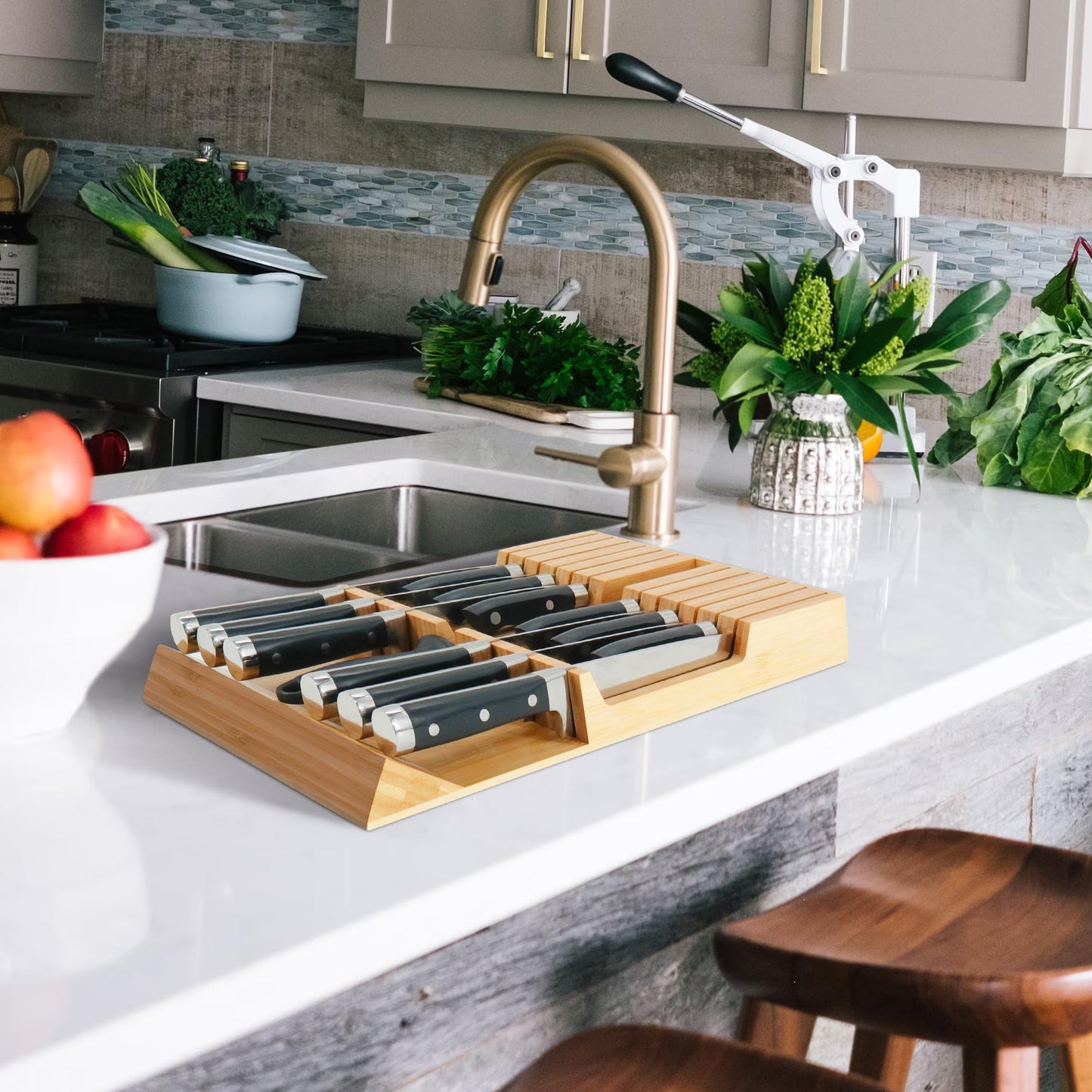 Utoplike Bamboo Knife Block